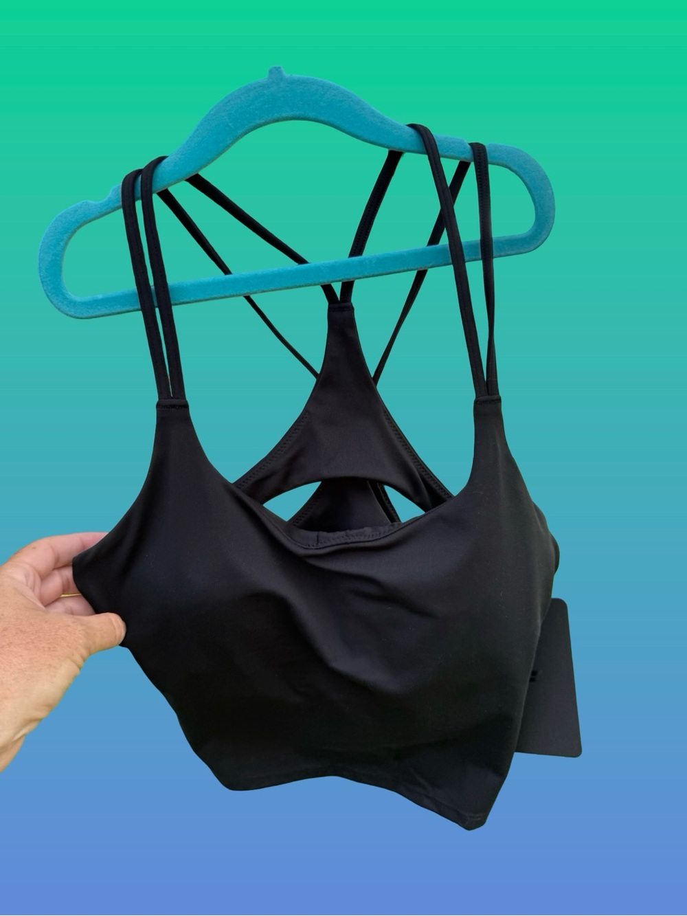 NEW Fabletics PRINCIPAL Built-In Bra Tank Black Strappy Sports Bra/Bralette